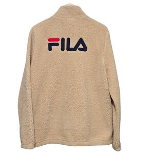 FILA Beige Sherpa Full-zip Fleece Jacket Size Medium